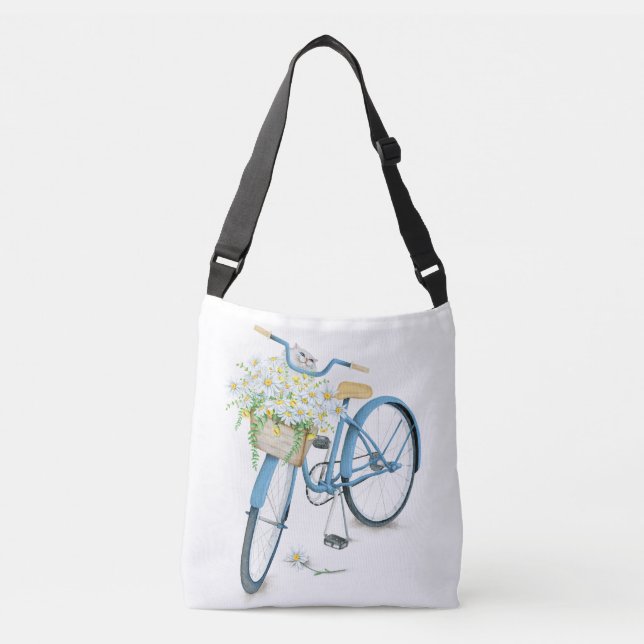 Sac Ajustable chat blanc dans les marguerites à vélo (Devant)