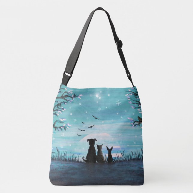 Sac Ajustable Chat et coucher du soleil d'hiver de chiens (Dos)
