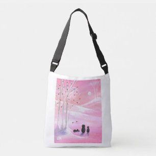Sac Ajustable Chats noirs en hiver Oiseaux colorés