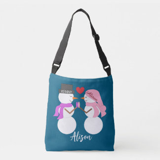 Sac Ajustable Chers bonshommes de neige amoureux : Bleu profond