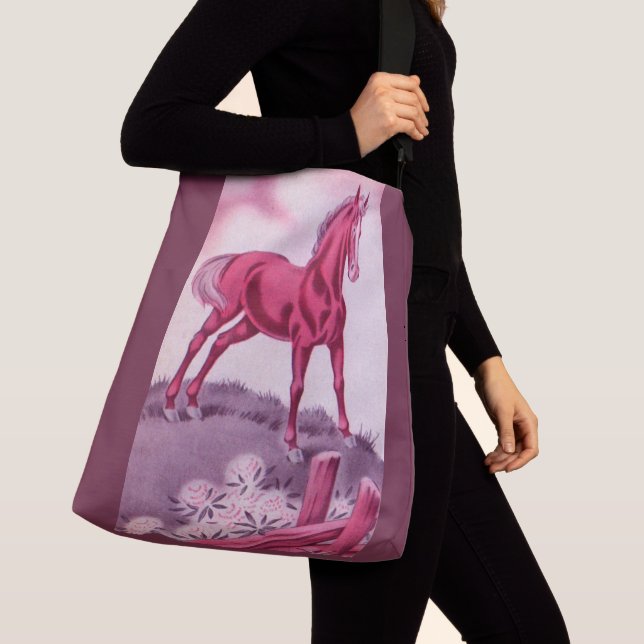 Sac Ajustable cheval heureux en rose (De près)