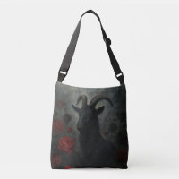 Chèvre noire gothique avec roses rouges Art foncé