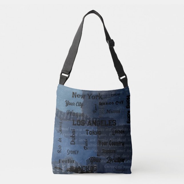 Sac Ajustable chic bleu denim mégapoles rustiques du monde (Devant)