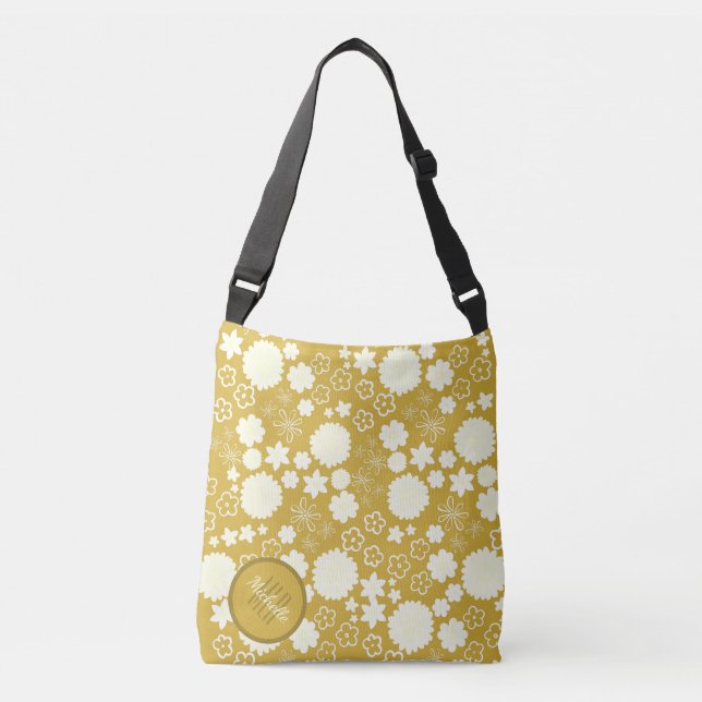 SAC AJUSTABLE CHIC CRÈME FLEUVE OR JOLIE MONOGRAMME FLORAL (Devant)