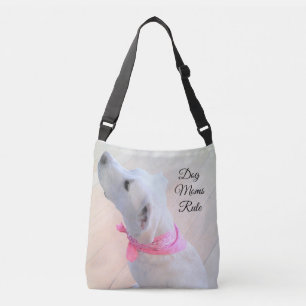Sac Ajustable Chien blanc mignon porter Écharpe rose