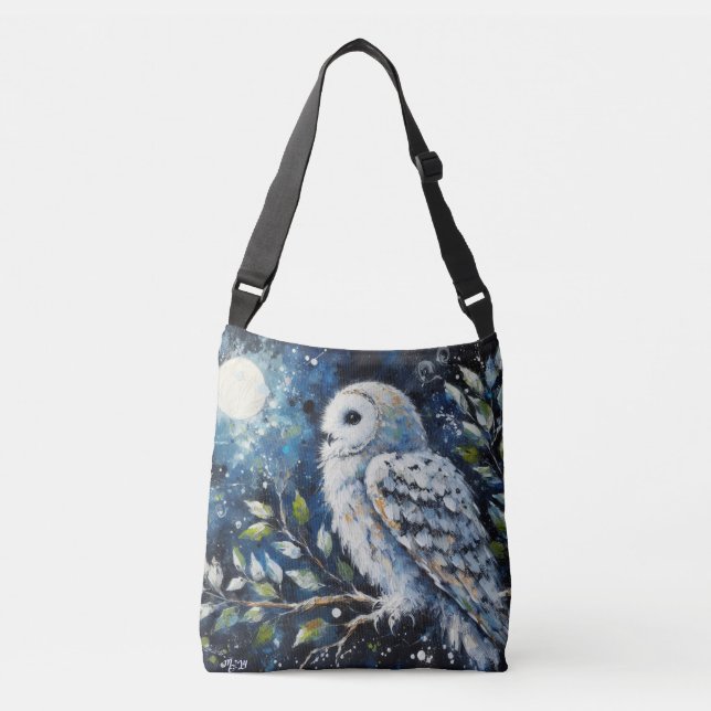 Sac Ajustable Chouette blanche sur la branche de l'arbre Chouett (Devant)
