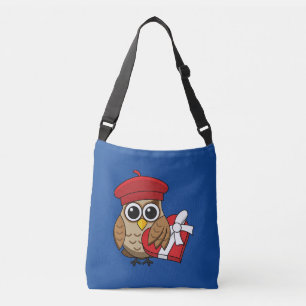Sac Ajustable Chouette mignonne avec béret rouge et boîte cardia