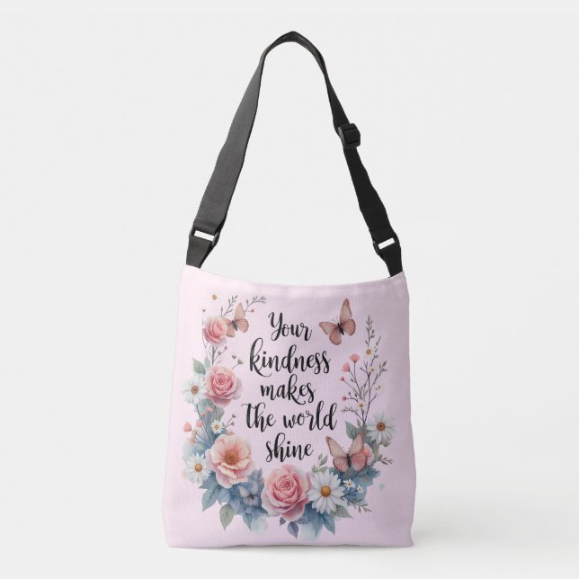 Sac Ajustable Citation florale inspirante avec papillons (Devant)