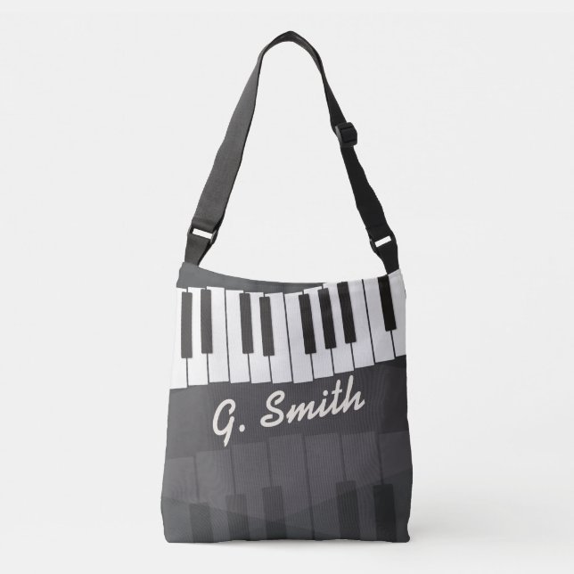Sac Ajustable Clavier de piano noir et blanc personnalisé. Ajout (Devant)