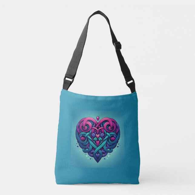 Sac Ajustable Coeur Celtique Turquoise (Devant)