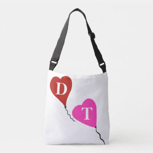 Sac Ajustable Coeurs de monogrammes roses rouges