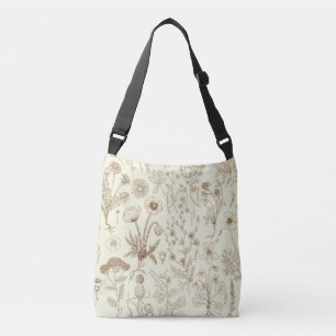 Sac Ajustable Collage de fleurs sauvages / beige et sépia