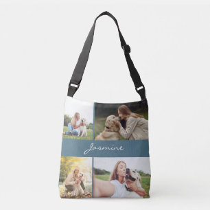 Sac Ajustable Collage photo moderne Dusty Blue Dog