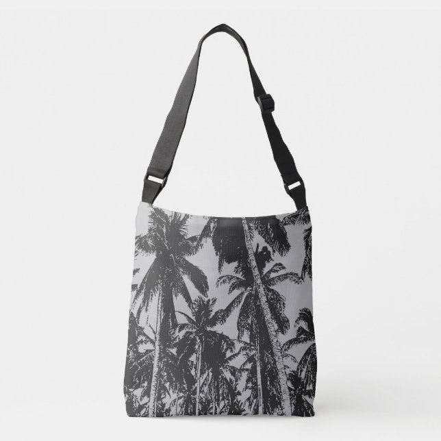 Sac Ajustable Conception de palmiers tropicaux en noir et gris (Devant)
