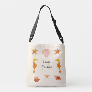 Sac Ajustable Coquillages, étoiles calligraphie & hippocampes su