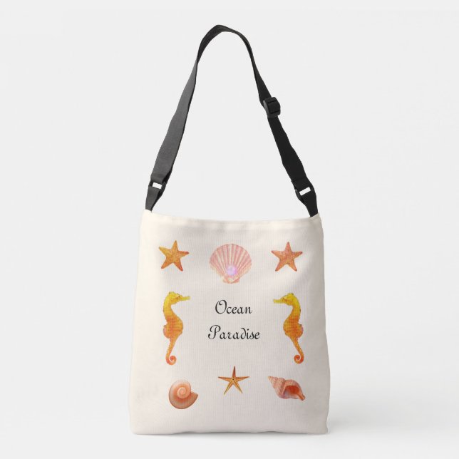 Sac Ajustable Coquillages marins, étoiles calligraphie & hippoca (Dos)