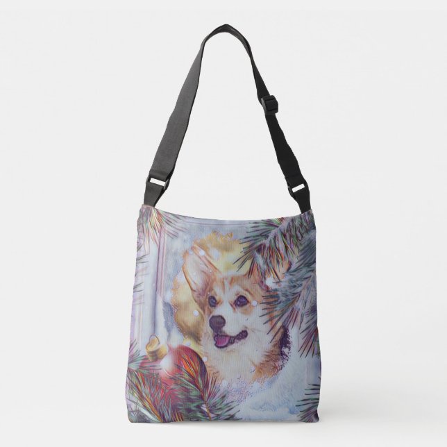 Sac Ajustable Corgi de Gallois dans la fenêtre d'hiver (Devant)