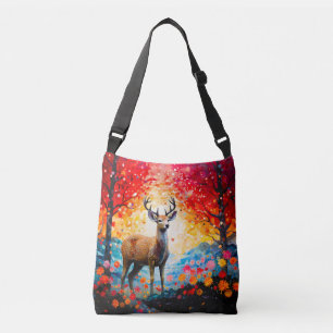 Sac Ajustable Coucher de soleil doré Floral Forêt automnale Cerf