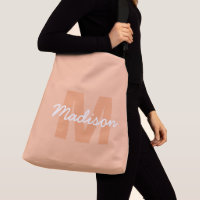 Couleur pêche pastel cool avec nom de monogramme p