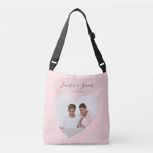Sac Ajustable Couple Photo PersonnaliséCoeur rose pâle Anniversa