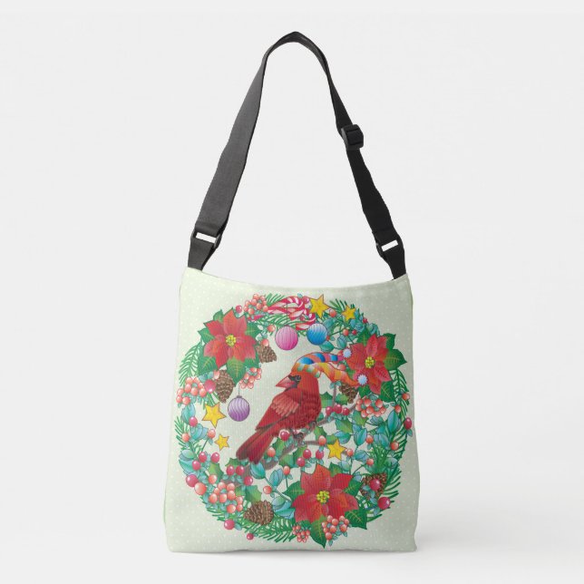 Sac Ajustable Couronne de vacances avec Red Cardinal Bird (Devant)
