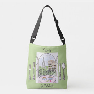 Sac Ajustable Couverts fantaisistes aquarelle Paris Tour Eiffel