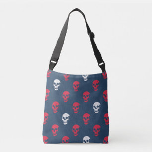 Sac Ajustable Crâne anatomique grungy À petits pois bleu rouge b