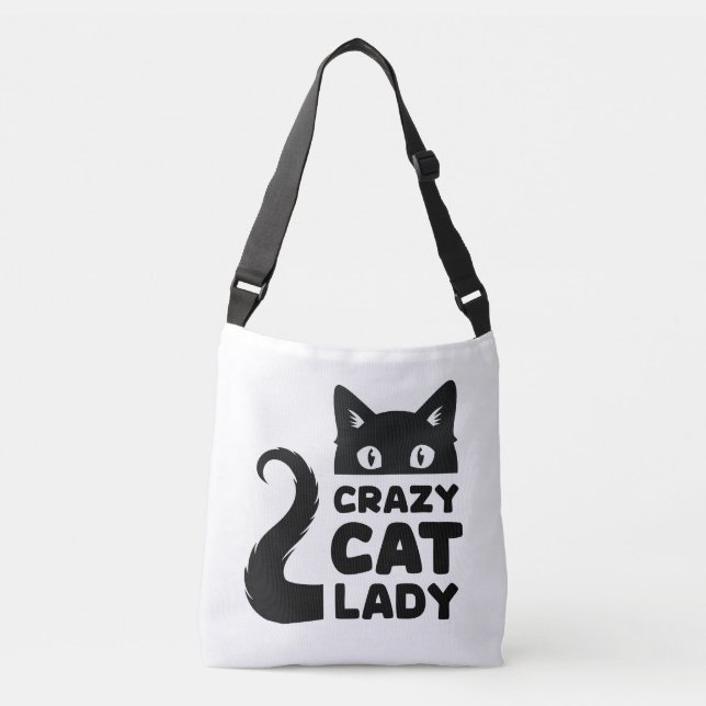 Sac Ajustable Crazy Cat Lady Crossbody Fourre-tout/Sac messenger (Devant)