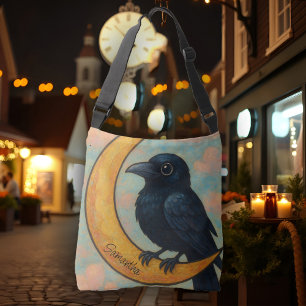 Sac Ajustable Croissant de lune corbeau fantaisiste Art folklori