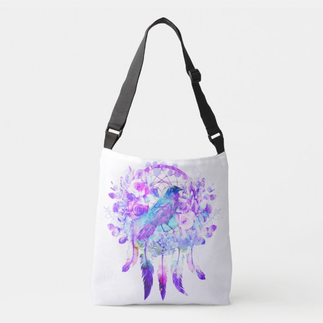 Sac Ajustable Crow Dreamcatcher Blue Purple Floral (Devant)