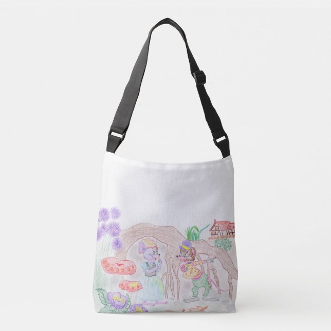 Sac Ajustable Custom Kids Artwork, deux mignonnes souris, fleurs (Devant)