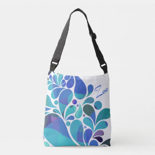 Sac Ajustable Cute Artsy Aqua Blue, Motif d'aquarelle violet