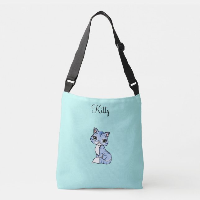 Sac Ajustable Cute chatty chat sur turquoise léger (Devant)