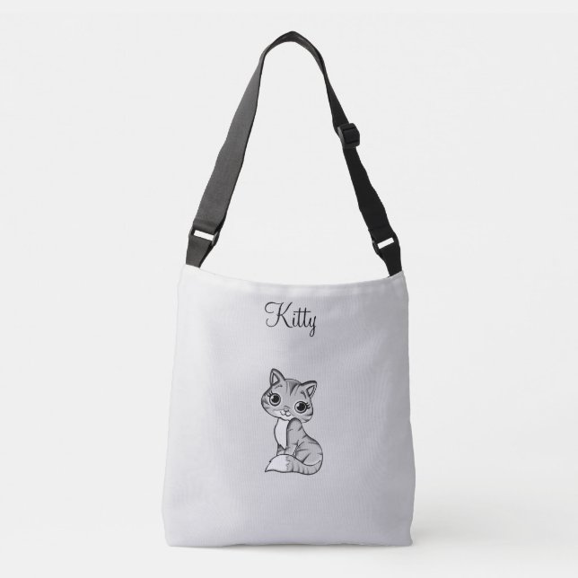 Sac Ajustable Cute kitty chat sur gris clair (Devant)