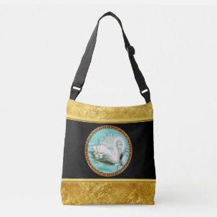 Sac Ajustable Cygne dans l'eau de turquoise avec de l'or et la