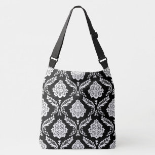 Sac Ajustable Damas Rococo Grand Motif Blanc sur Noir