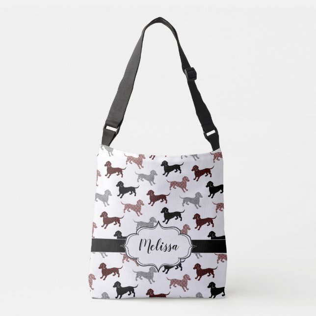 Sac Ajustable Damask Dachshunds Custom Retro (Devant)