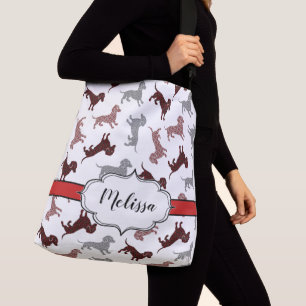 Sac Ajustable Damask Dachshunds Custom Retro