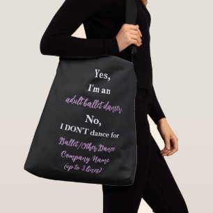 Sac Ajustable Danseur de ballet d'adultes - Plum pâle/Texte blan