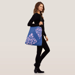Sac Ajustable Défiler Damas Art I rose sur bleu