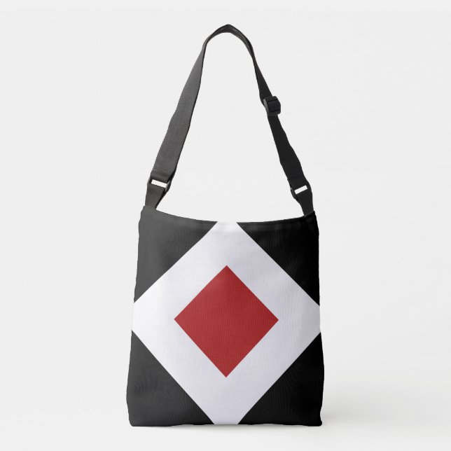 Sac Ajustable Diamant rouge tout-sur-impression, bordure blanche (Devant)