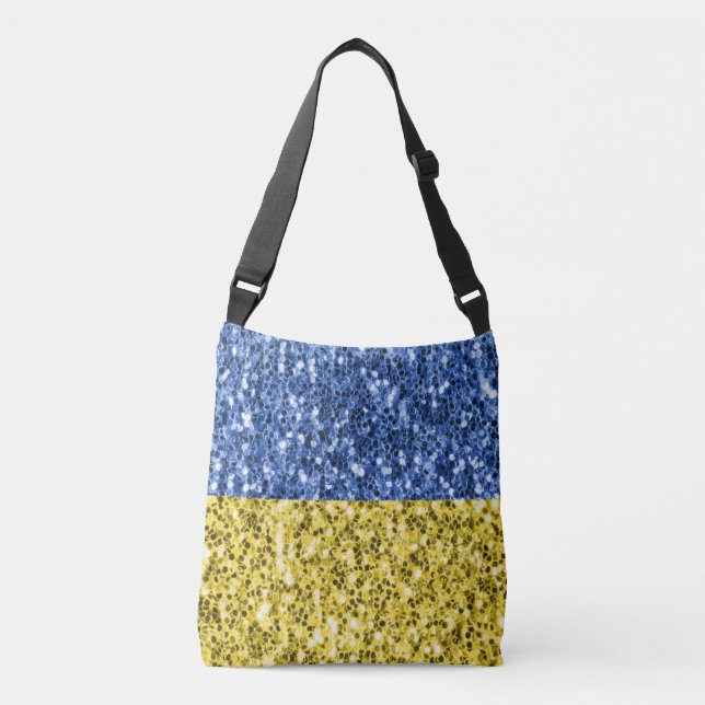 Sac Ajustable Drapeau bleu jaune Ukraine parties scintillant fau (Devant)