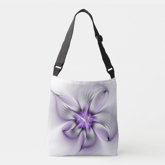 Sac Ajustable Élégance florale Art Abstrait Violet Fractal moder (Devant)