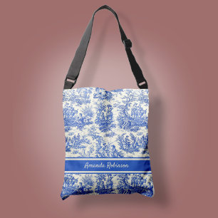 Sac Ajustable Elégant bleu vintage toile de jouy imprimé