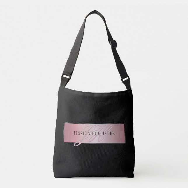 Sac Ajustable Elégant Blush Faux Rose Gold | Nom et initiales (Devant)