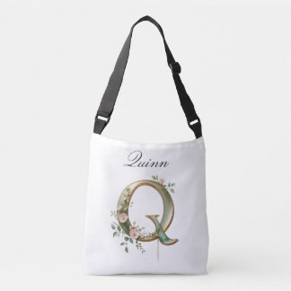 Sac Ajustable Elegant Gold Floral Letter Q Crossbody Bag