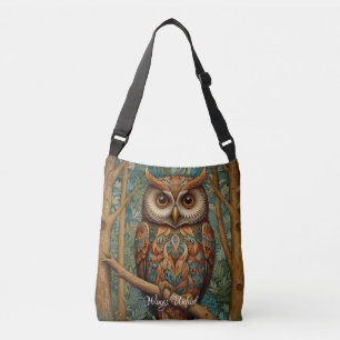 Sac Ajustable Élégant hibou rétro boho bohème bohème forêt verte