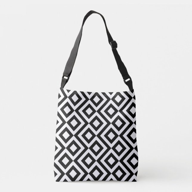 Sac Ajustable Élégant méandre tout-dessus-impression noir et bla (Dos)