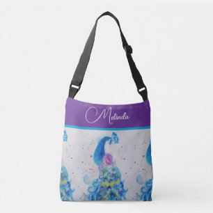 Sac Ajustable Elégant Peacock Aquarelle Peinture Bleue