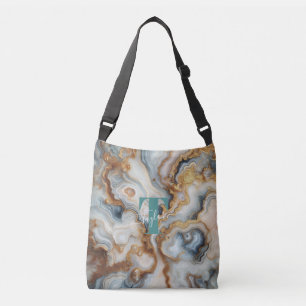 Sac Ajustable Elégant Pearl Golden Agate Personnalisé Monogramme